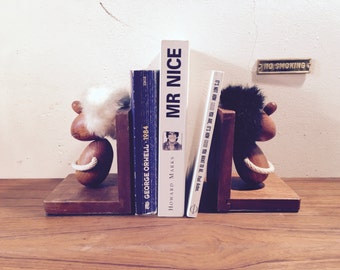 Strikingly beautiful bookends after Hans Bolling • optimist & pessimist • vintage modern 60s • gift • RAR! Mid century