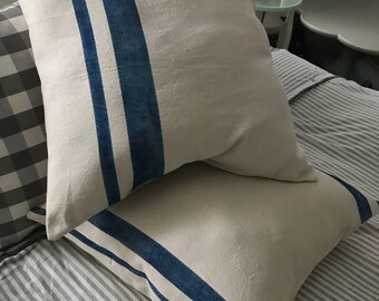Farmhouse Style Grain Sack Pillow Choose your colors - Farmhouse Pillow - French Provincial Style - French Country Decor - Fixer Upper