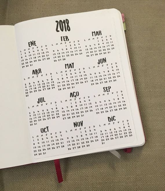 2018 Calendar Printable A5 Letter PDF Bujo Calendar 2018 Calendar Printable A5 Letter PDF Bujo Calendar