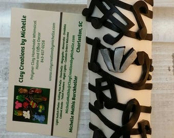 Music Notes Black and White Polymer Clay Mezuzah Cover