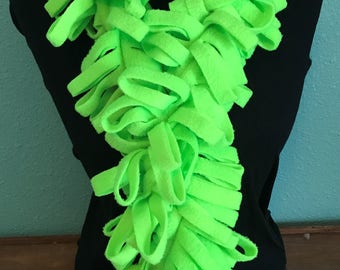 Fluorescent Green Print Loopy Fleece Boa Scarf