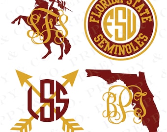 FSU Vinyl Decal - Monogram Florida State Sticker - Florida State University