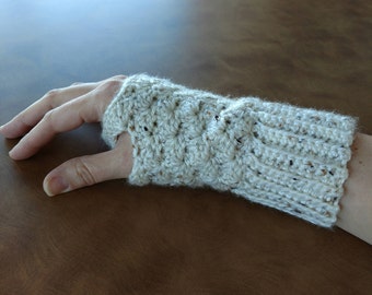 Crochet Wrist Warmers Fingerless Gloves Ribbed Cuff for Working