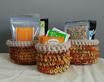 Rustic Basket Set (3), Crochet basket