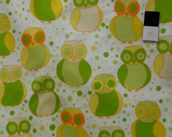 fabric child's flannel with owls, Little Owls Della flannel