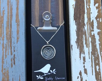 Heart Silver Wax Seal Necklace