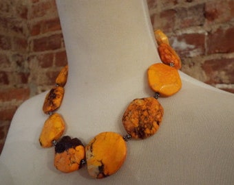 Orange Howlite Statement Necklace