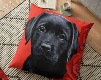 black lab fall pillow