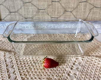 Vintage Pyrex Clear Glass Meat Loaf Bread Pan 213-R 1.5qt with Handles 8.5" X 4.5" X 2.5" Corning Ovenware Retro Clear Glass Pyrex