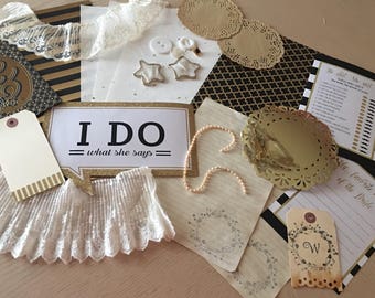 Journal, Scrapbook, Junk Journal Accessory Kit "WEDDING" (26 Pieces)