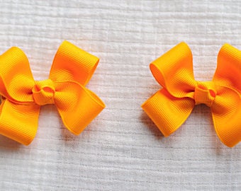 Yellow Gold Hair Bows,Pigtail Hair Bows,Girls Hair Bows,3 Inches Wide,Alligator Clips,Birthday Party Favors