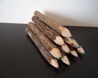 10 Assorted Tamarind Wooden Colored Pencils