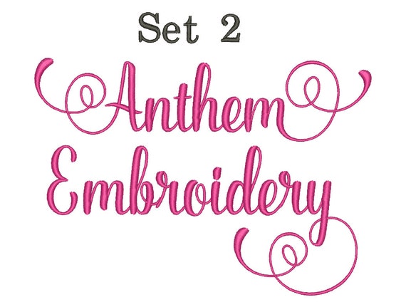 SALE Anthem Script Embroidery Font Set 2 Machine Embroidery
