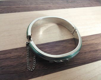 Vintage sage green hinged bracelet