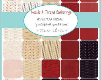 Moda Needle & Thread Gatherings Precut 5" Charm Pack Fabric Quilting Cotton Squares 1230PP Primitive Gatherings SQ126