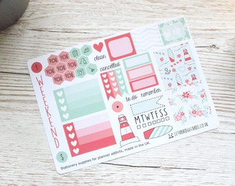 Nautical Mini Happy Planner Weekly Kit; Vinyl Matt; Mini Kit; Functional Stickers; Planner Stickers; Summer Kit; Flower Kit; Filofax