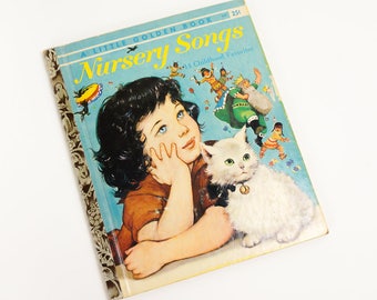 Vintage 1950s Childrens Book / Nursery Songs Little Golden Book by Leah Gale 1959 Hc First Edition VGC / 14 Childhood Favorites