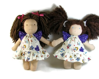 Waldorf doll clothes, goldilocks dress for 10 to 12 inch doll