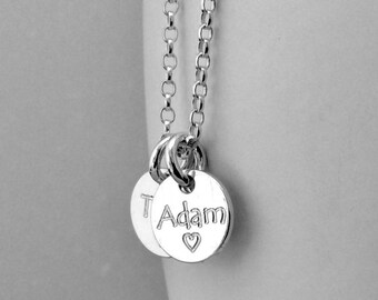 Silver name necklace, kids name necklace, personalised, sterling silver, gift for mum, silver necklace, date engraved on back,