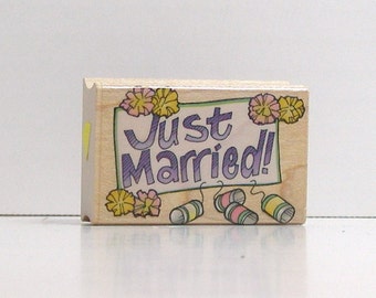 Just Married Rubber Stamp Hero Arts