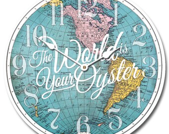 The World is Your Oyster Map Wall Clock