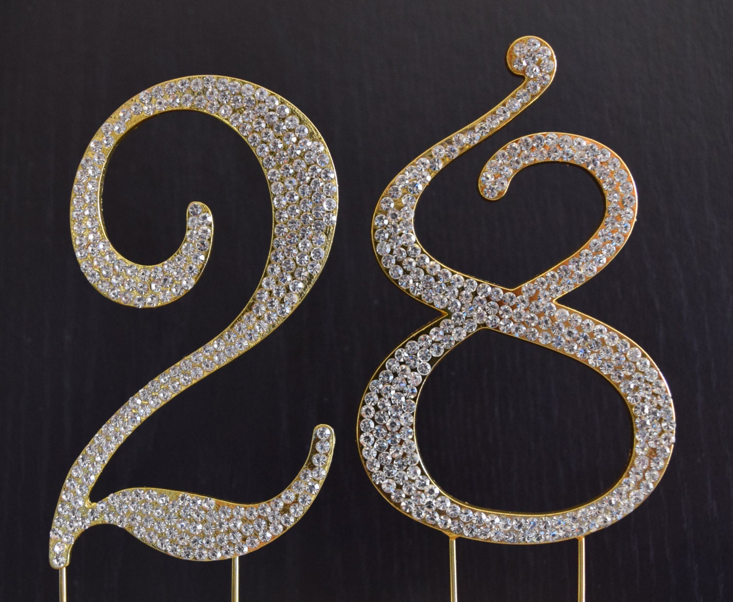 Rhinestone Gold NUMBER 28 Cake Topper 28th Birthday Party