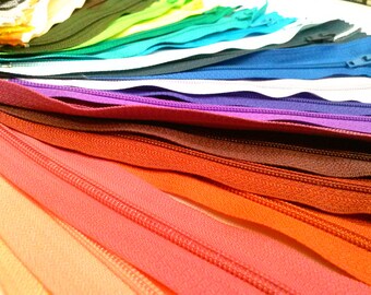 Nylon Zippers 12 Inches Coil #3 Closed Bottom Assorted Colors Choose Quantity