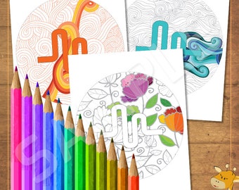 Musical.ly coloring pages, 8 texture pages & musiclly logo - instant download - Digital files