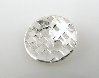 Sterling Silver Buttons, 1/2 Inch, 13mm, Textured, Hammered, Polished QTY 4