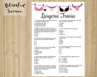Bachelorette Party Game | Lingerie Trivia | Lingerie Shower Game | Lingerie Shower | Instant Download | Hens Night | Girls Night Game | BP02