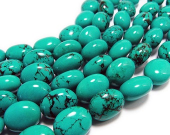 Chinese Turquoise Pebble Oval Gemstone Beads
