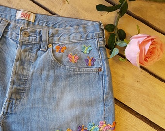 Vintage Levi Shorts With Butterfly Trim