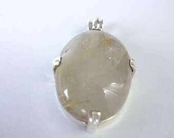 Golden Rutilated Quartz Silver Pendant