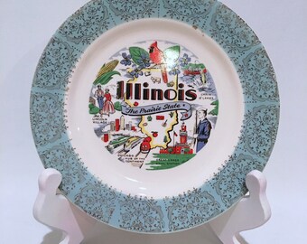 Vintage Souvenir Plate Illinois