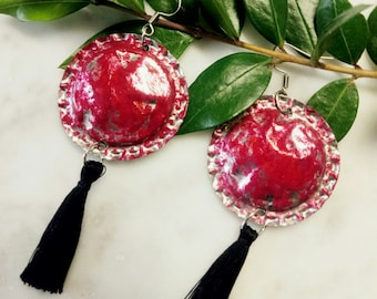 Elegant long earrings with tassels