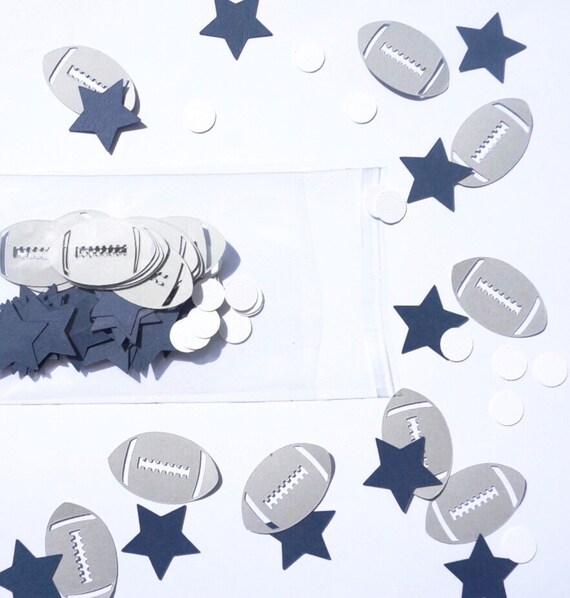 Custom Football confetti. NFL inspired confetti. Blue