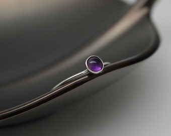 Amethyst Ring, February Birthstone Ring, Barely There Ring, Sterling Silver Ring, Amethyst Silver Ring, Knuckle Ring, Stackable Ring