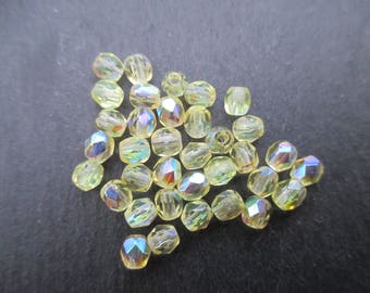 Faceted 4 mm: 30 beads jonquil yellow Bohemian