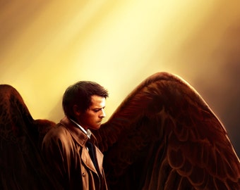 Castiel w/Wings Supernatural Painting 11x17 Print