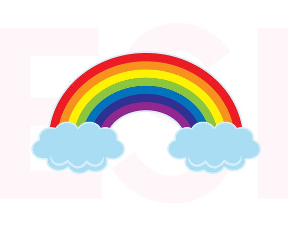 Rainbow svg with clouds SVG DXF EPS cutting files for use