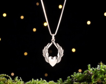 Sterling Silver Flying Heart Pendant - (Pendant Only or Necklace)