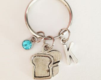 Bread keychain - personalized keychain - initial keychain - friendship keychain - best friend gift - Christmas gift