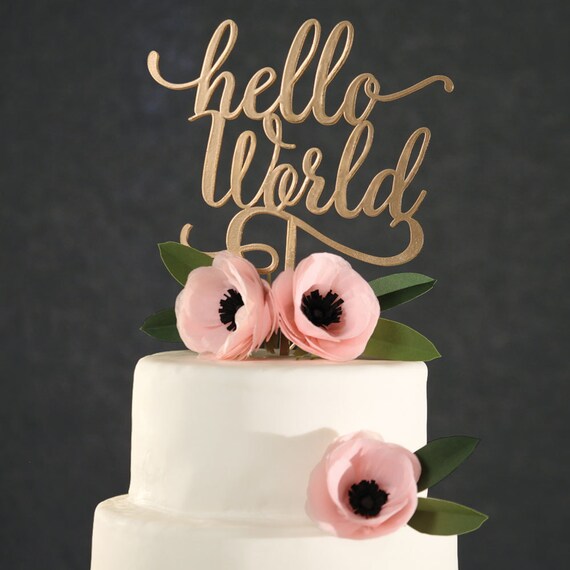 Baby Shower Cake TopperGold Hello World Cake TopperGold Baby