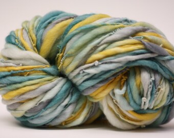 Thick and Thin Handspun Merino Wool Yarn tts (tm) Hand Dyed LR 38c