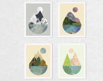 Art prints, wall art prints, art set, nature prints, set of 4 prints, 4 seasons wall art, print set, nature wall art, nature wall decor, art
