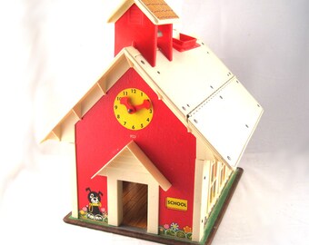 Fisher Price schoolhouse - school play set - vintage fisher price - little people school house - nursery decor - unique storage - child room