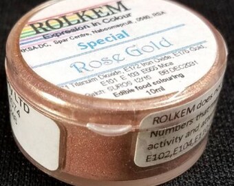 ROLKEM ROSE GOLD 10ml Edible Lustre Metallic Dust Icing Color Rose Gold Highliter Luster Dust Super Gold Edible Food Color Edible Gold Dust