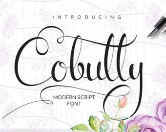 Cobully Fonts Digital font Swirly Font Script Font Digital download swash font Handwritten font calligraphy font wedding font Cricut font