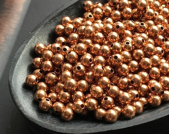 4mm Copper Beads Round Smooth Copper Ball Beads Package of 100 Pieces