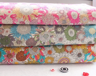 Sunflower Cotton- Fabric Bundle- Fat Quarter Bundle - Cotton Quilting Fabric In Pink Blue Yellow- 4 fat quarters each 50cm x 70cm